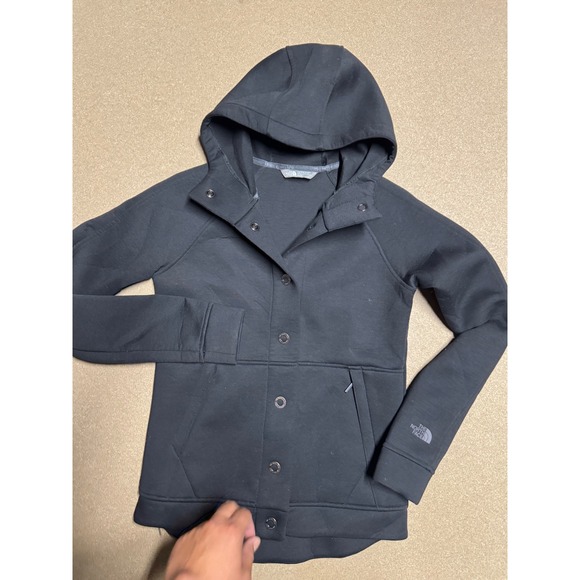 The North Face‎ Womens Black Hooded Snap Front Jacket XS - Picture 2 of 9